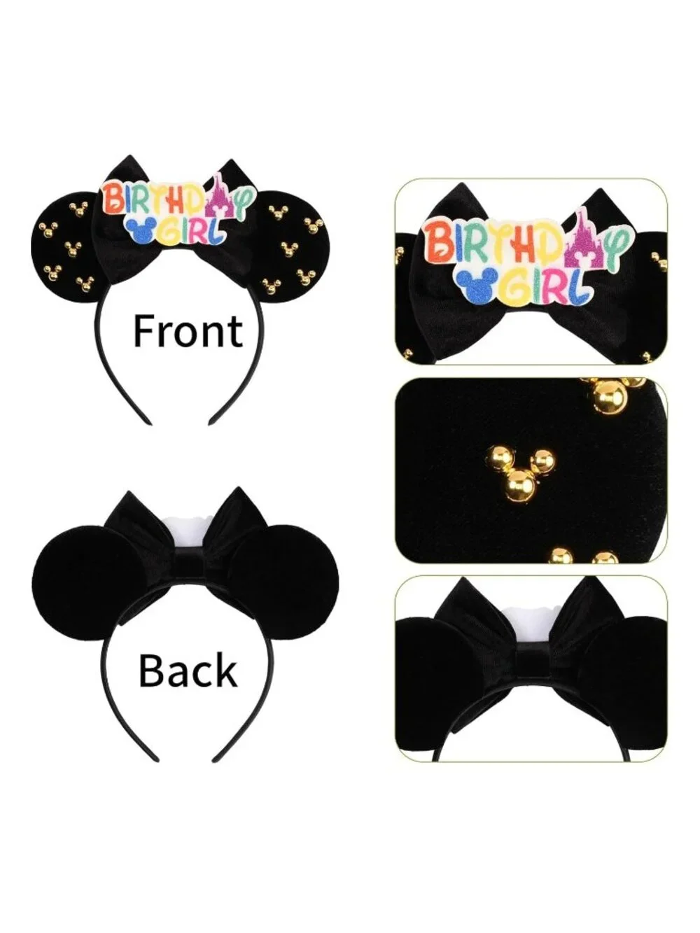 Women Black cotton Candy-Inspired Mickey Mouse Hair Headband
